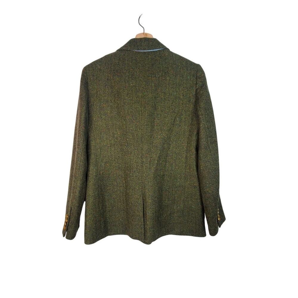 J Crew Bristol Double Breasted Blazer Herringbone English Wool Green Gold Size 6 - Picture 3 of 10